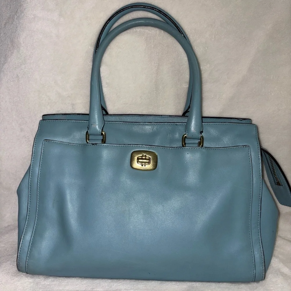 Vintage authentic Coach Legacy Chelsea Carryall - Robins Eggs Blue Leather Tote - Picture 1 of 5